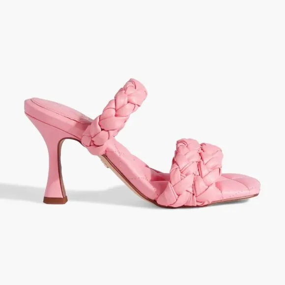 SAM EDELMAN Meghan Braided Matte Leather Mules in Cactus Pink Size 5