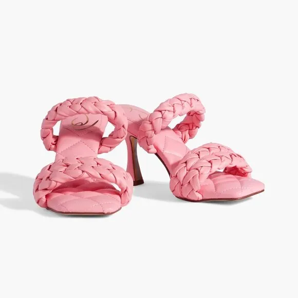 SAM EDELMAN Meghan Braided Matte Leather Mules in Cactus Pink Size 5