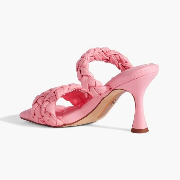 SAM EDELMAN Meghan Braided Matte Leather Mules in Cactus Pink Size 5