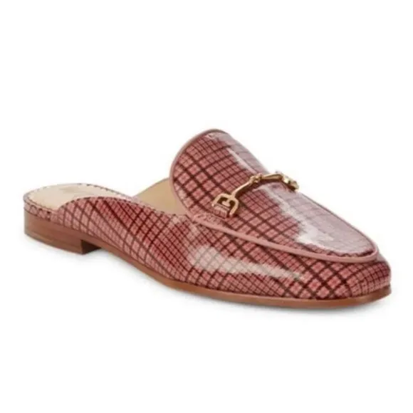 Sam Edelman Pink Black Linnie Plaid Print Apron Toe Buckle Slip On Mules Size 36