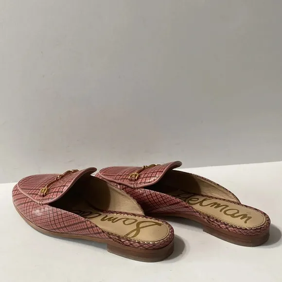 Sam Edelman Pink Black Linnie Plaid Print Apron Toe Buckle Slip On Mules Size 36