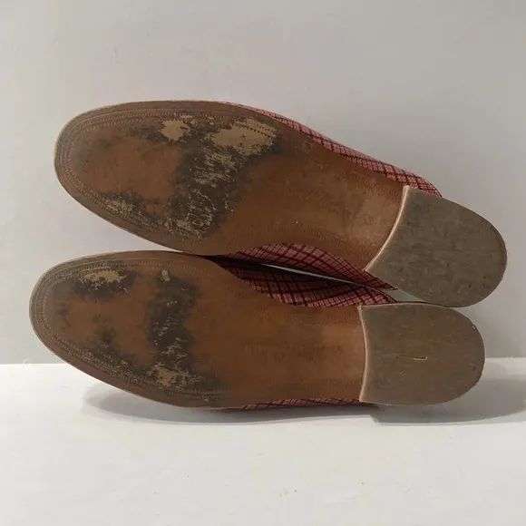Sam Edelman Pink Black Linnie Plaid Print Apron Toe Buckle Slip On Mules Size 36