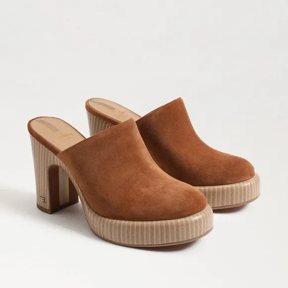 Sam Edelman Shiloh Heeled Mule Clogs Platform Brown