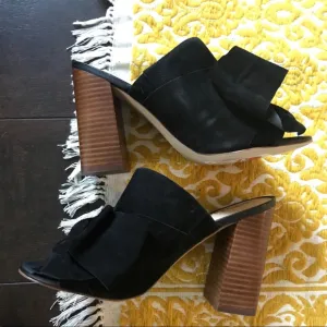 SAM EDELMAN suede mules bow black Yumi size 7.5 New with Tags chunky Y2K