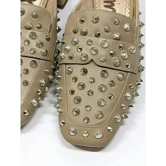 Sam Edelman Women's Augustus Nude Almond Toe Studded Mules Size 6 M (MSRP $150)