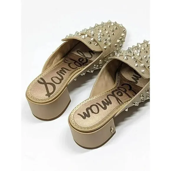 Sam Edelman Women's Augustus Nude Almond Toe Studded Mules Size 6 M (MSRP $150)