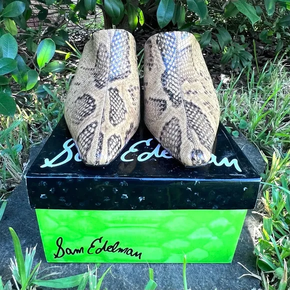Sam Edelman Women’s Skya Mules Size 7.5 Cuoiose Snake Print Pointed Toe Pumps