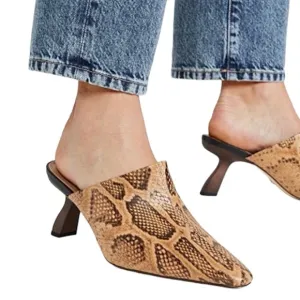 Sam Edelman Women’s Skya Mules Size 7.5 Cuoiose Snake Print Pointed Toe Pumps