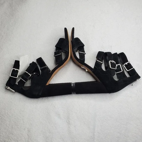 Sam Edelman Yasmina Black Suede Leather Strappy Buckled High Heels