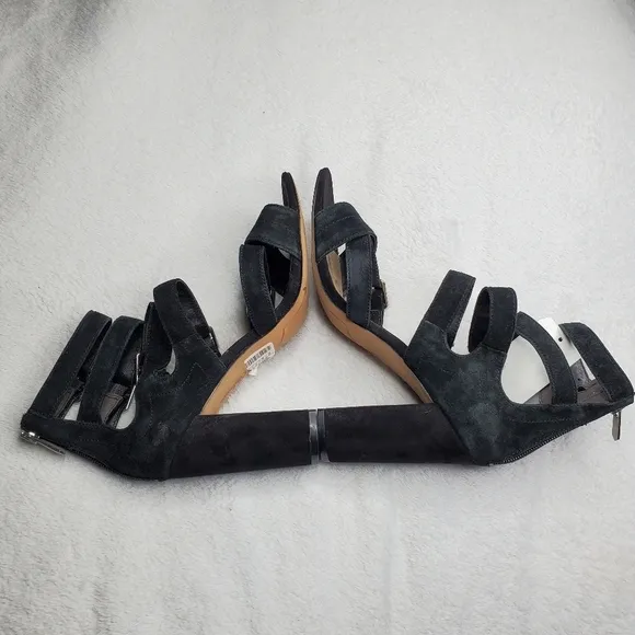 Sam Edelman Yasmina Black Suede Leather Strappy Buckled High Heels