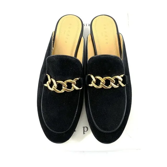 Sandro Miran black Suede mules womens Sz 38 Sz 7.5