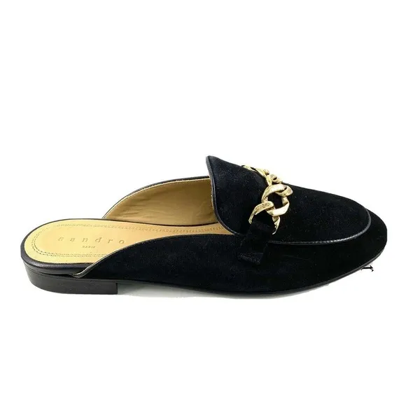 Sandro Miran black Suede mules womens Sz 38 Sz 7.5