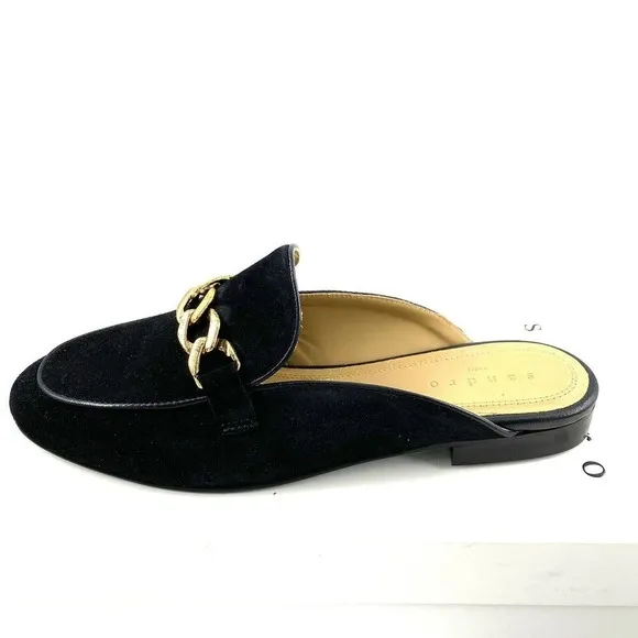 Sandro Miran black Suede mules womens Sz 38 Sz 7.5