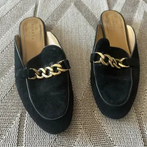 Sandro Suede Chain Mules