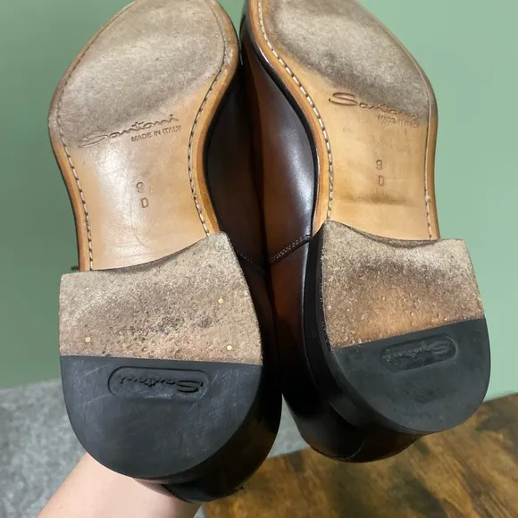 Santoni Darian Lace-Up Cap-Toe Dress Brown Shoes Sz US 9 D