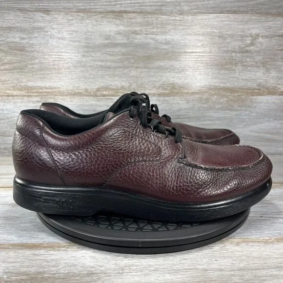 SAS Men's Bout Time Burgundy Leather Moc Toe Oxfords Size 14 Wide