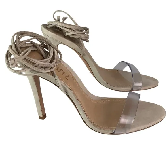 Schultz X Revolve Felice Wrap Heel Sandal Transparent Nude Sz