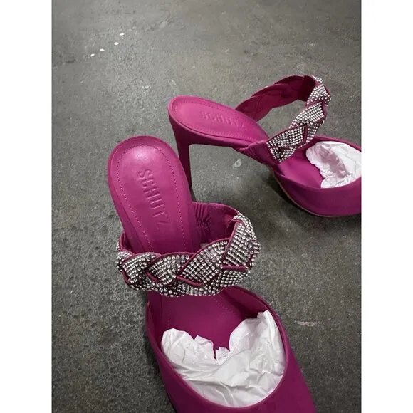 Schutz Anessa Heels Hot Pink Crystal Embellished
