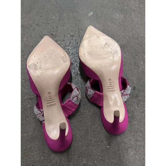 Schutz Anessa Heels Hot Pink Crystal Embellished