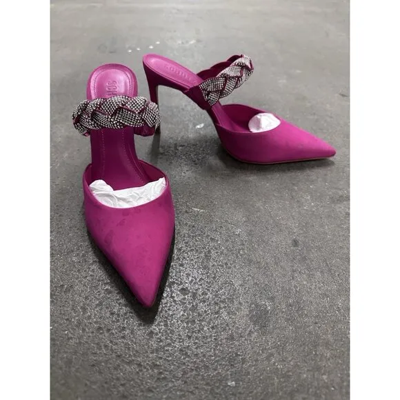 Schutz Anessa Heels Hot Pink Crystal Embellished