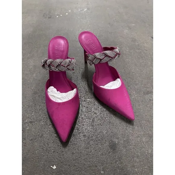 Schutz Anessa Heels Hot Pink Crystal Embellished