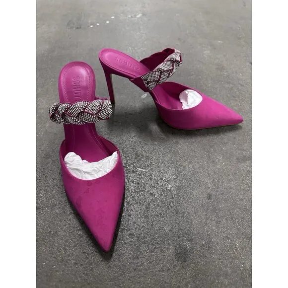 Schutz Anessa Heels Hot Pink Crystal Embellished