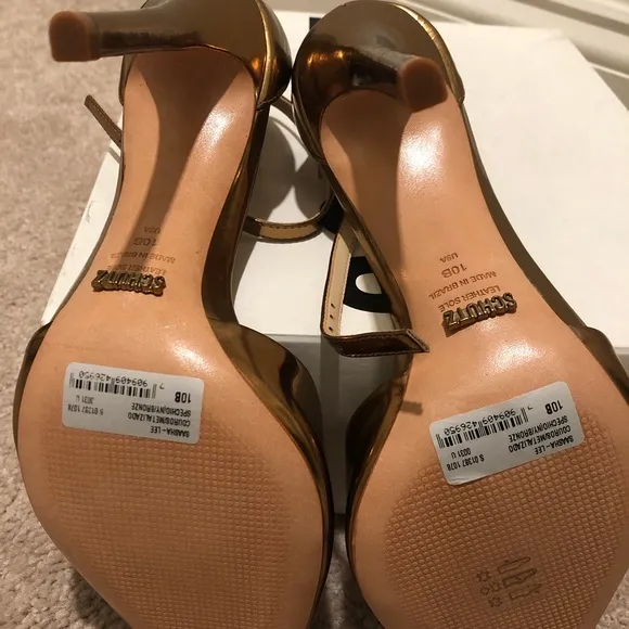 Schutz Bronze Strappy Heels