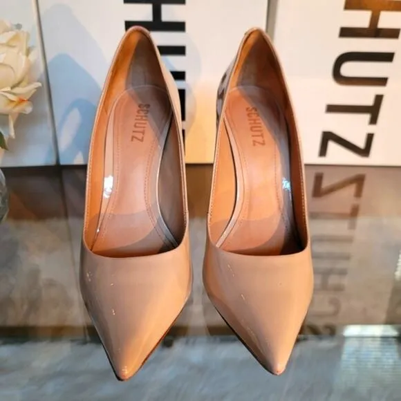 Schutz Caiolea Size 8.5 Patent Leather Stiletto Pumps Heels Pointed-Toe