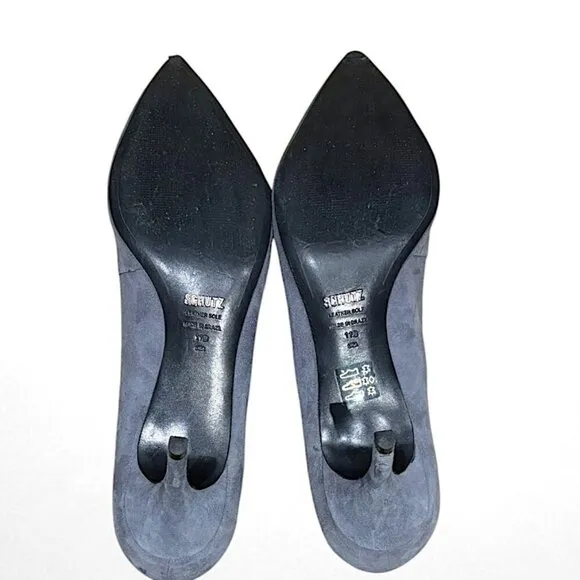 Schutz Gray Suede Pointed Toe Heels Size 11