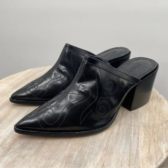 Schutz Leather Pointed Toe Heeled Mules - Zarly Size 10 NEW