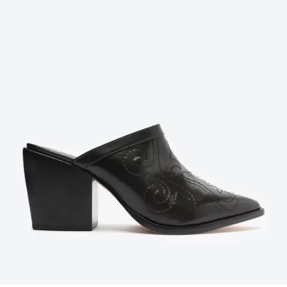 Schutz Leather Pointed Toe Heeled Mules - Zarly Size 10 NEW