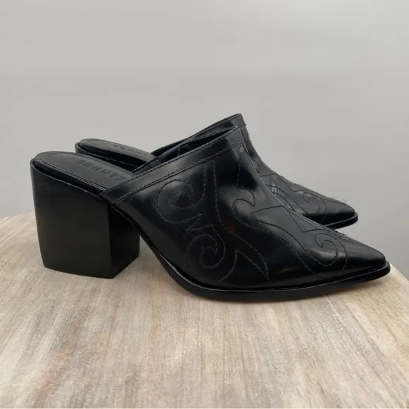 Schutz Leather Pointed Toe Heeled Mules - Zarly Size 10 NEW