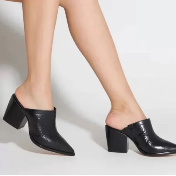 Schutz Leather Pointed Toe Heeled Mules - Zarly Size 10 NEW