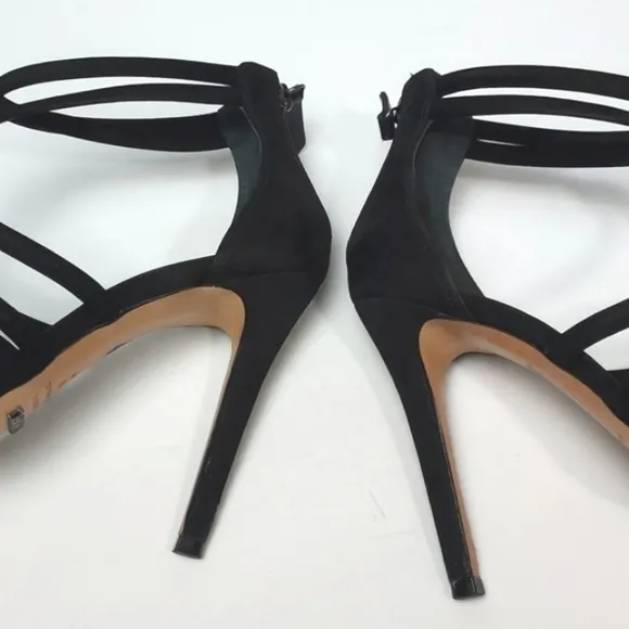 Schutz Mindy Knot Suede Strappy Stiletto Heel Black Size 10