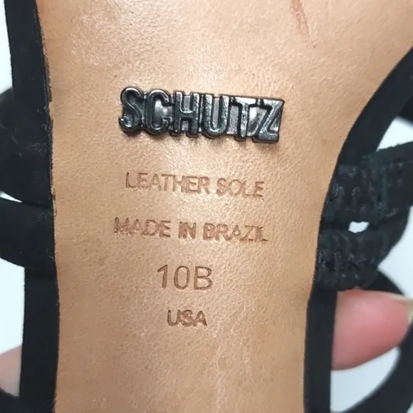 Schutz Mindy Knot Suede Strappy Stiletto Heel Black Size 10