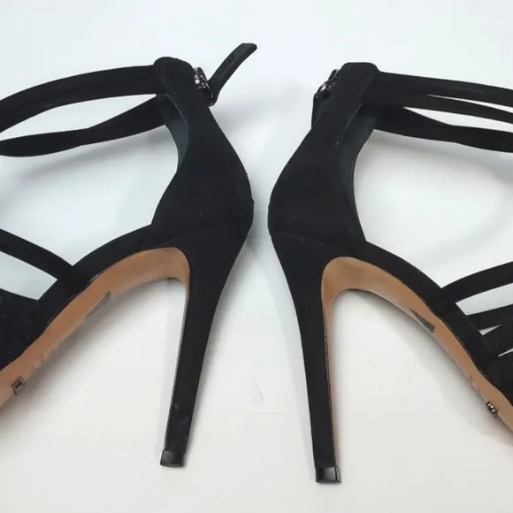 Schutz Mindy Knot Suede Strappy Stiletto Heel Black Size 10