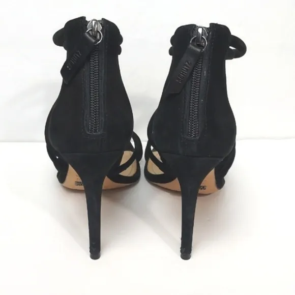 Schutz Mindy Knot Suede Strappy Stiletto Heel Black Size 10