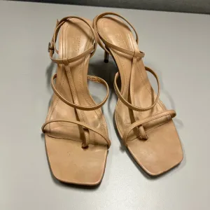 Schutz Strappy Leather Nude Heels Size 9