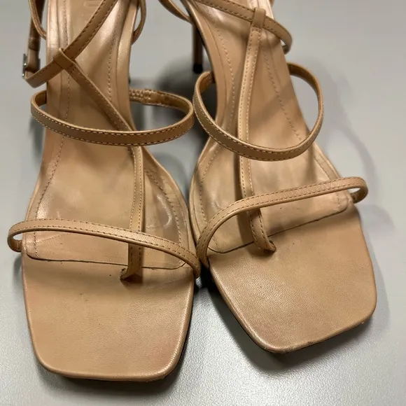 Schutz Strappy Leather Nude Heels Size 9