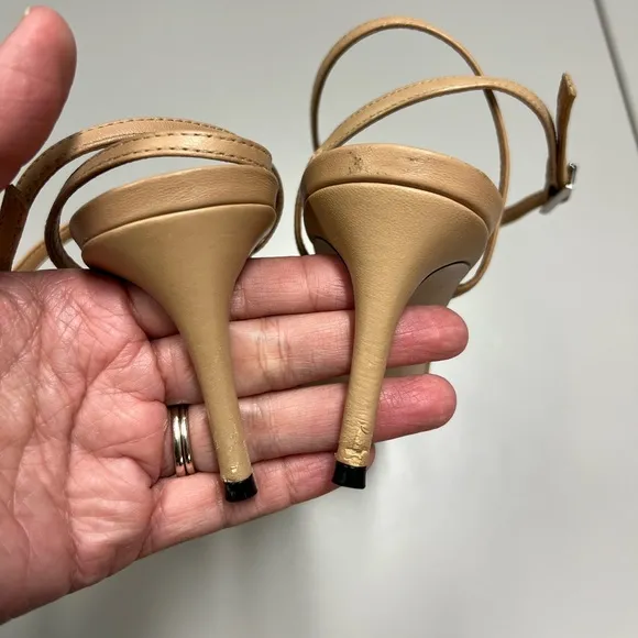 Schutz Strappy Leather Nude Heels Size 9