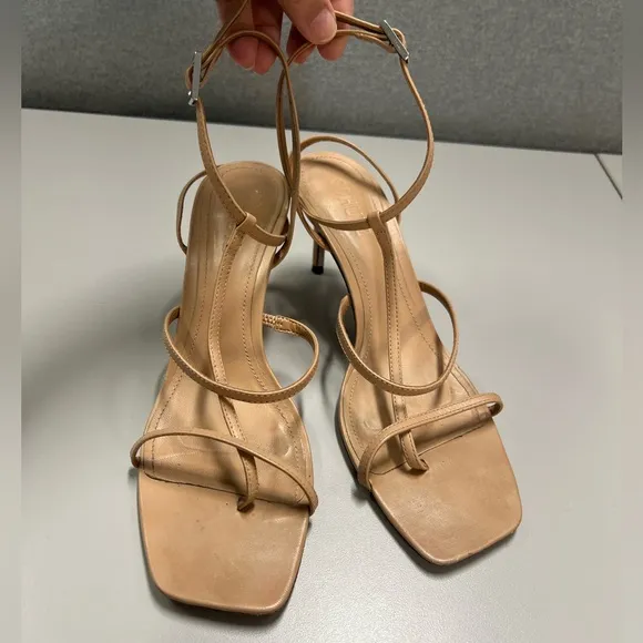 Schutz Strappy Leather Nude Heels Size 9