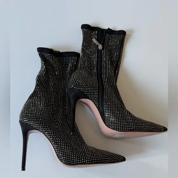 Schutz suede and rhinestone heels