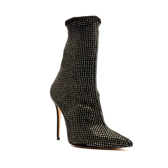 Schutz suede and rhinestone heels