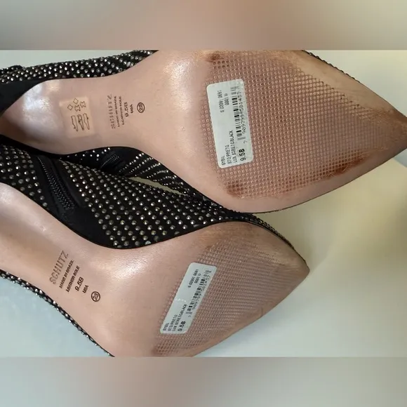Schutz suede and rhinestone heels