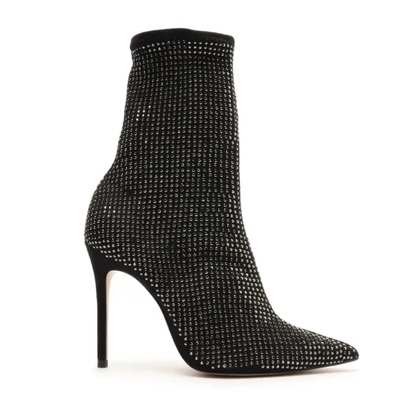 Schutz suede and rhinestone heels