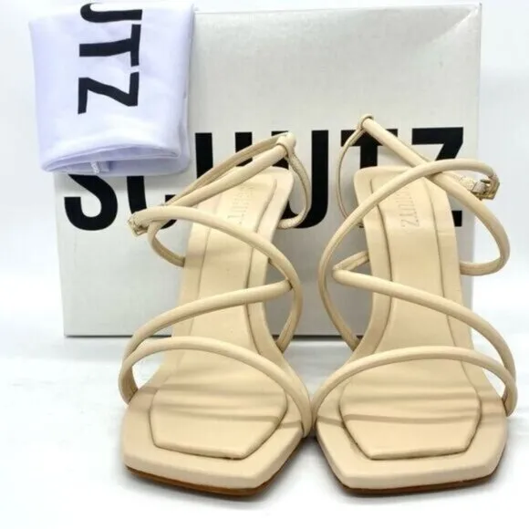 Schutz Lovi Nappa Leather Sandal Heels New