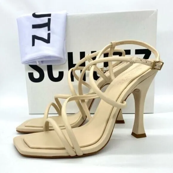 Schutz Lovi Nappa Leather Sandal Heels New