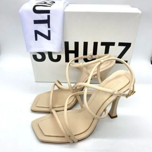Schutz Lovi Nappa Leather Sandal Heels New