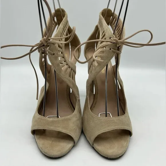 Sergio Rossi Beige/nude colored strappy heels with Ladder Detail sz 37