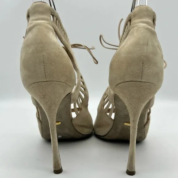 Sergio Rossi Beige/nude colored strappy heels with Ladder Detail sz 37